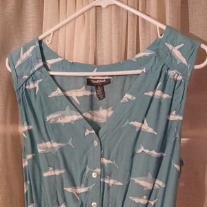 ModCloth Cafe Au Soleil Sleeveless Shark Dress